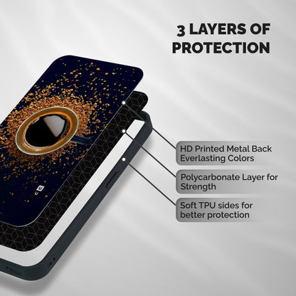 Black Coffee Shockproof Hybrid Protection (Metal + TPU) Back Case Cover