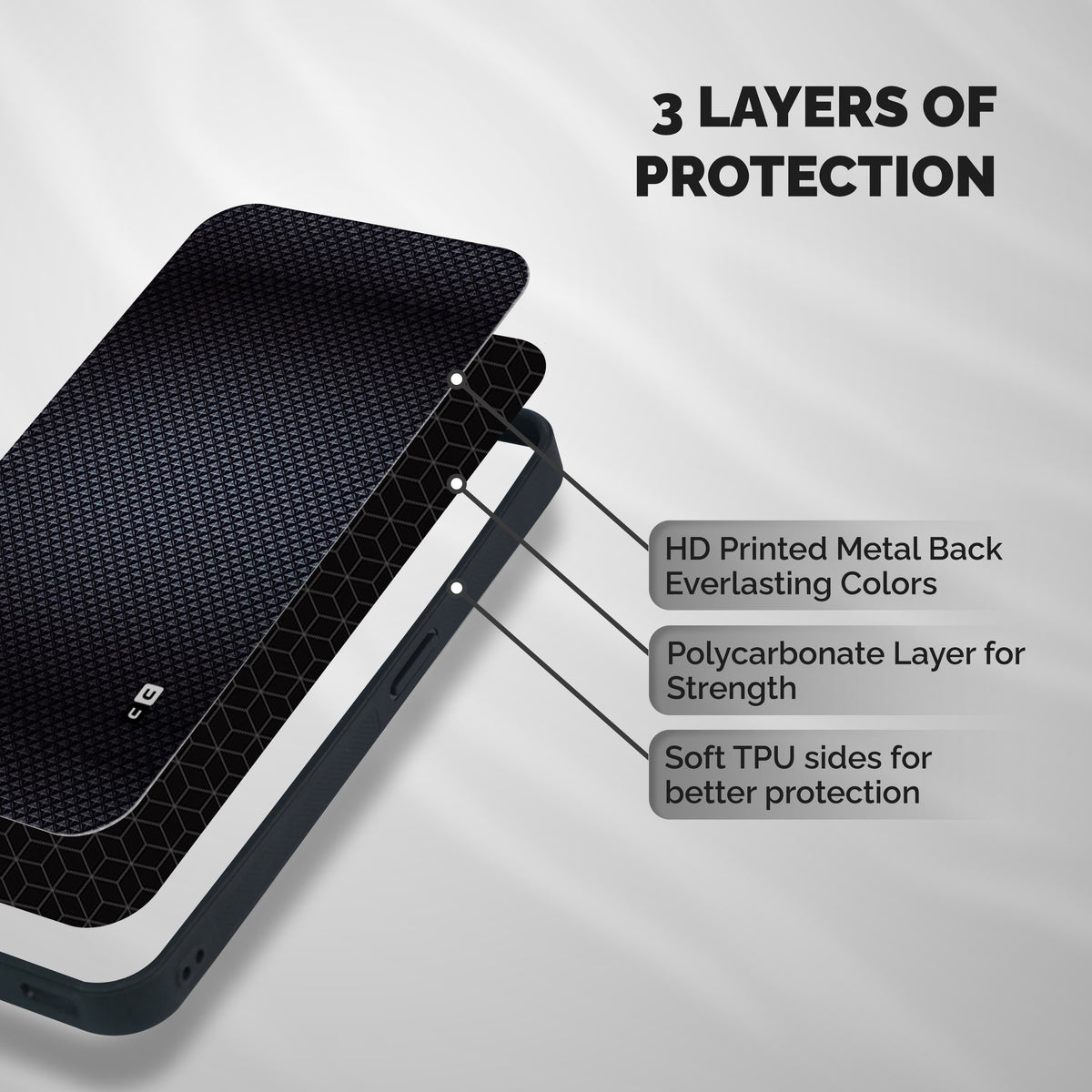 Black Diamond Shockproof Hybrid Protection (Metal + TPU) Back Case Cover