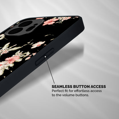 Black Floral Shockproof Hybrid Protection (Metal + TPU) Back Case Cover