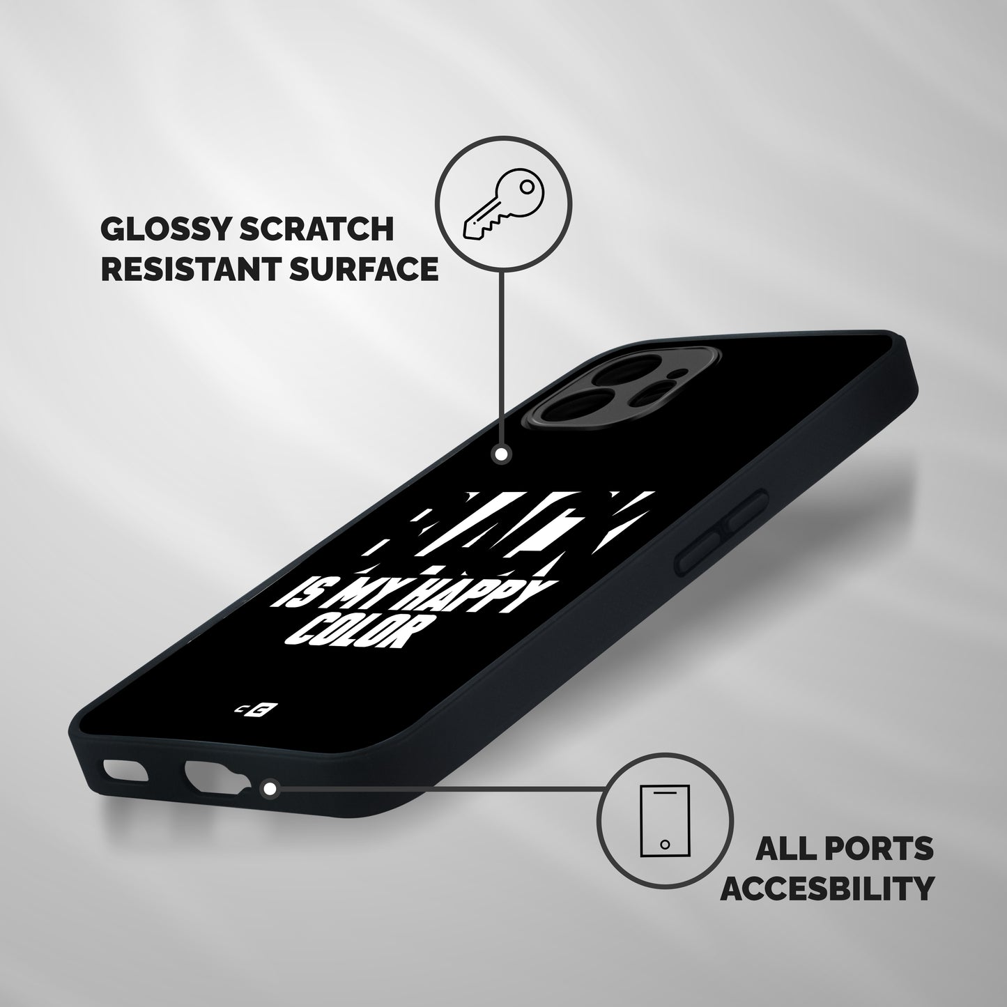 Black My Happy Color Shockproof Hybrid Protection (Metal + TPU) Back Case Cover