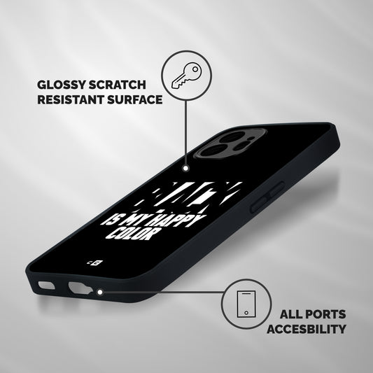 Black My Happy Color Shockproof Hybrid Protection (Metal + TPU) Back Case Cover