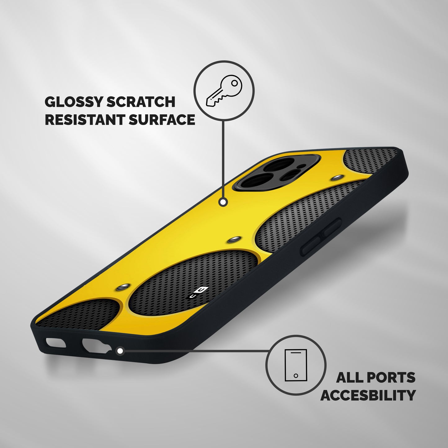 Black Net Yellow Shockproof Hybrid Protection (Metal + TPU) Back Case Cover