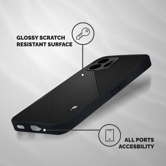 Black Polka Stripe Shockproof Hybrid Protection (Metal + TPU) Back Case Cover