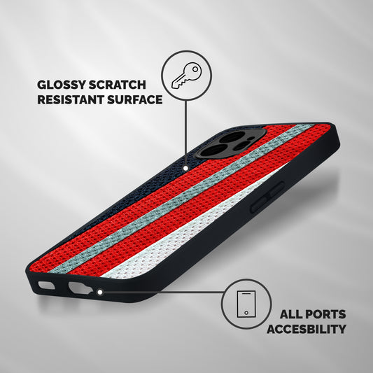 Black Red Grey Stripes Shockproof Hybrid Protection (Metal + TPU) Back Case Cover