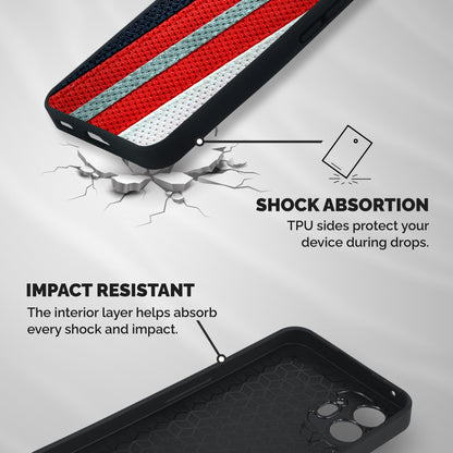 Black Red Grey Stripes Shockproof Hybrid Protection (Metal + TPU) Back Case Cover