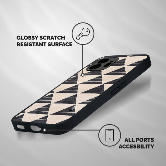 Black Slant Triangles Shockproof Hybrid Protection (Metal + TPU) Back Case Cover