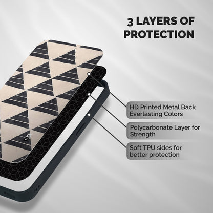 Black Slant Triangles Shockproof Hybrid Protection (Metal + TPU) Back Case Cover