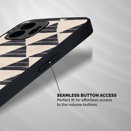 Black Slant Triangles Shockproof Hybrid Protection (Metal + TPU) Back Case Cover