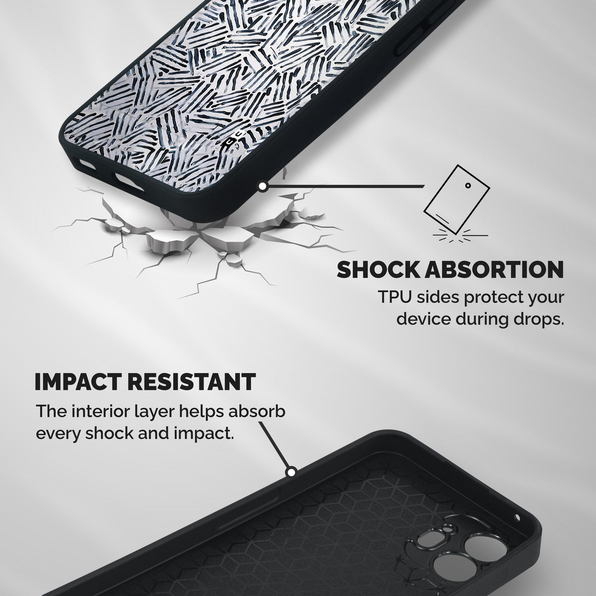 Black Tiny Uneven Shockproof Hybrid Protection (Metal + TPU) Back Case Cover