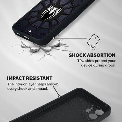 Black Web Shockproof Hybrid Protection (Metal + TPU) Back Case Cover