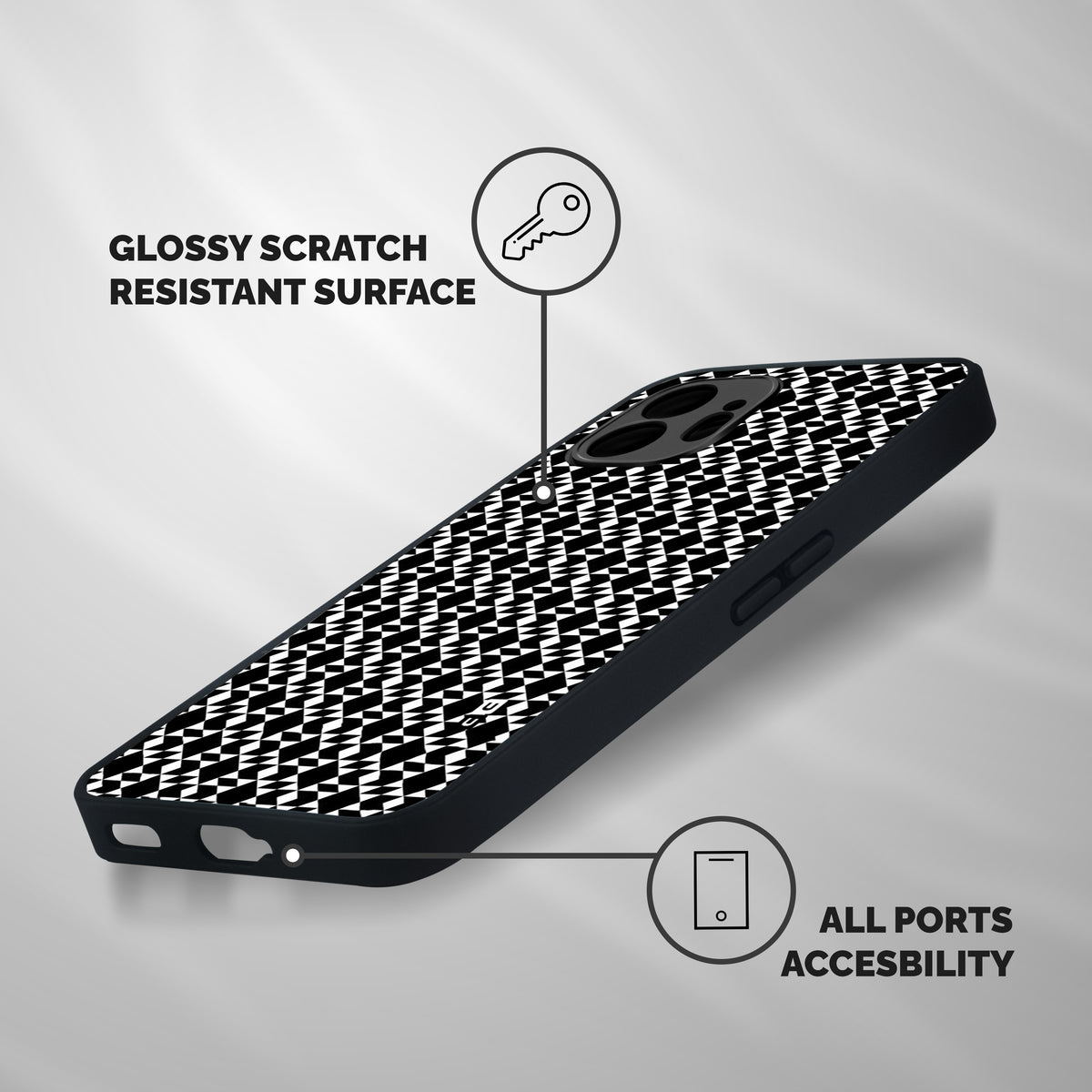 Black White Diamond Abstract Shockproof Hybrid Protection (Metal + TPU) Back Case Cover