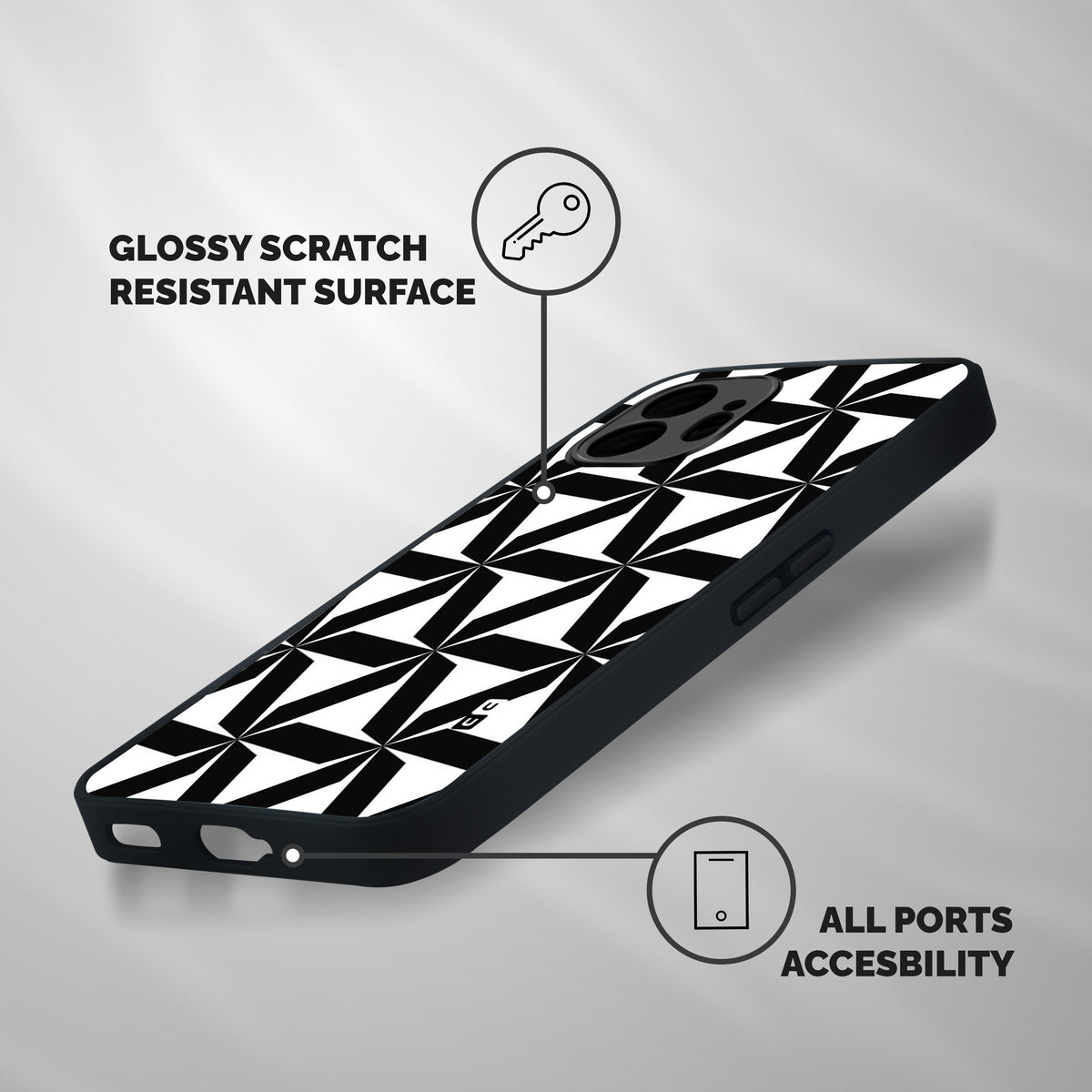 Black White Fan Design Shockproof Hybrid Protection (Metal + TPU) Back Case Cover