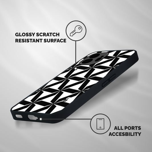 Black White Fan Design Shockproof Hybrid Protection (Metal + TPU) Back Case Cover