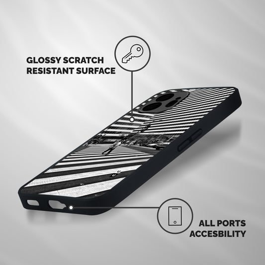 Black White Perspective Shockproof Hybrid Protection (Metal + TPU) Back Case Cover