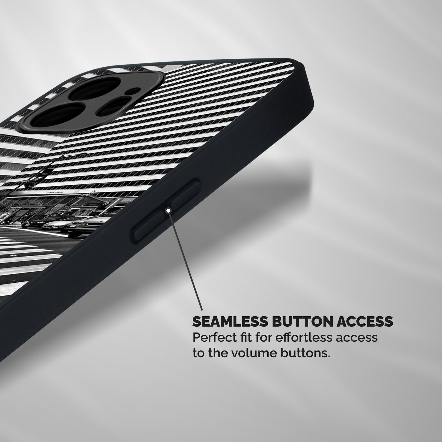 Black White Perspective Shockproof Hybrid Protection (Metal + TPU) Back Case Cover