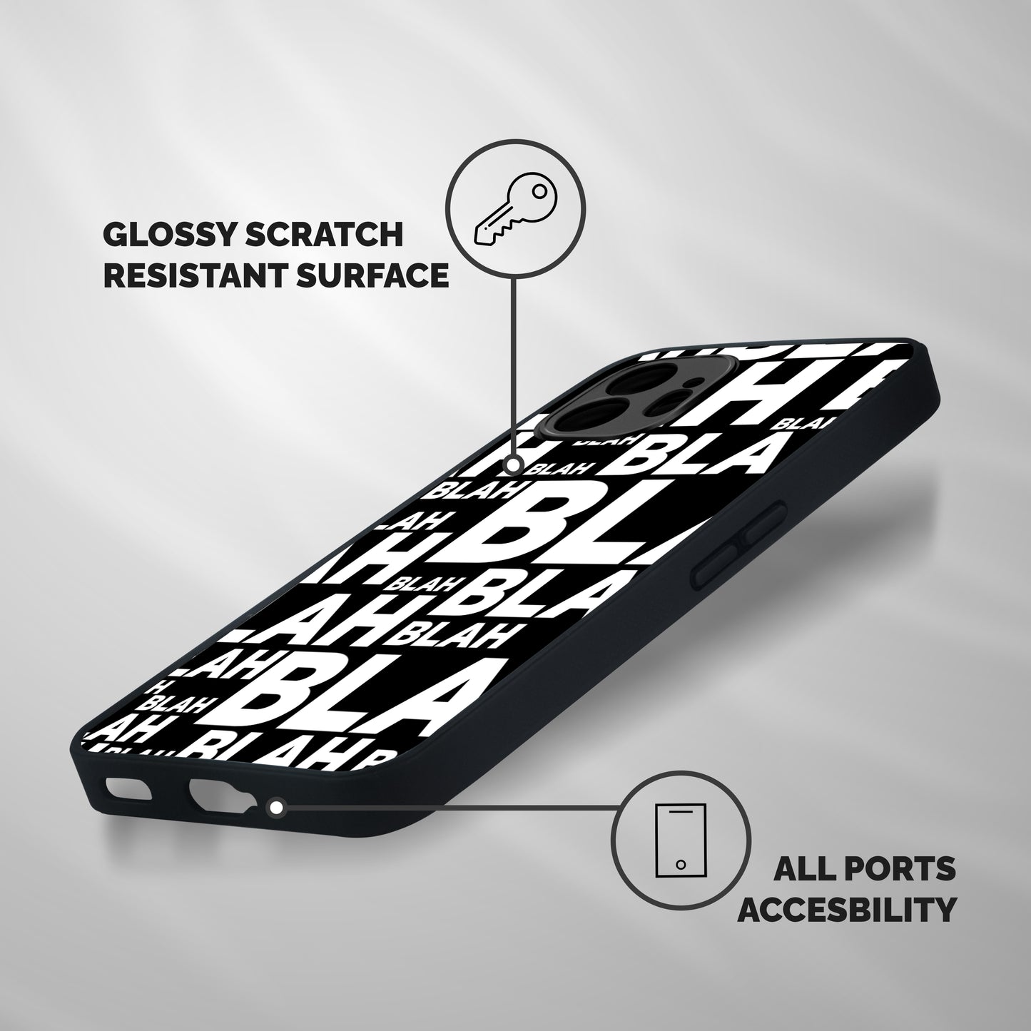 Blah Blah Pattern Shockproof Hybrid Protection (Metal + TPU) Back Case Cover