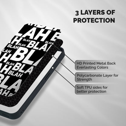 Blah Blah Pattern Shockproof Hybrid Protection (Metal + TPU) Back Case Cover