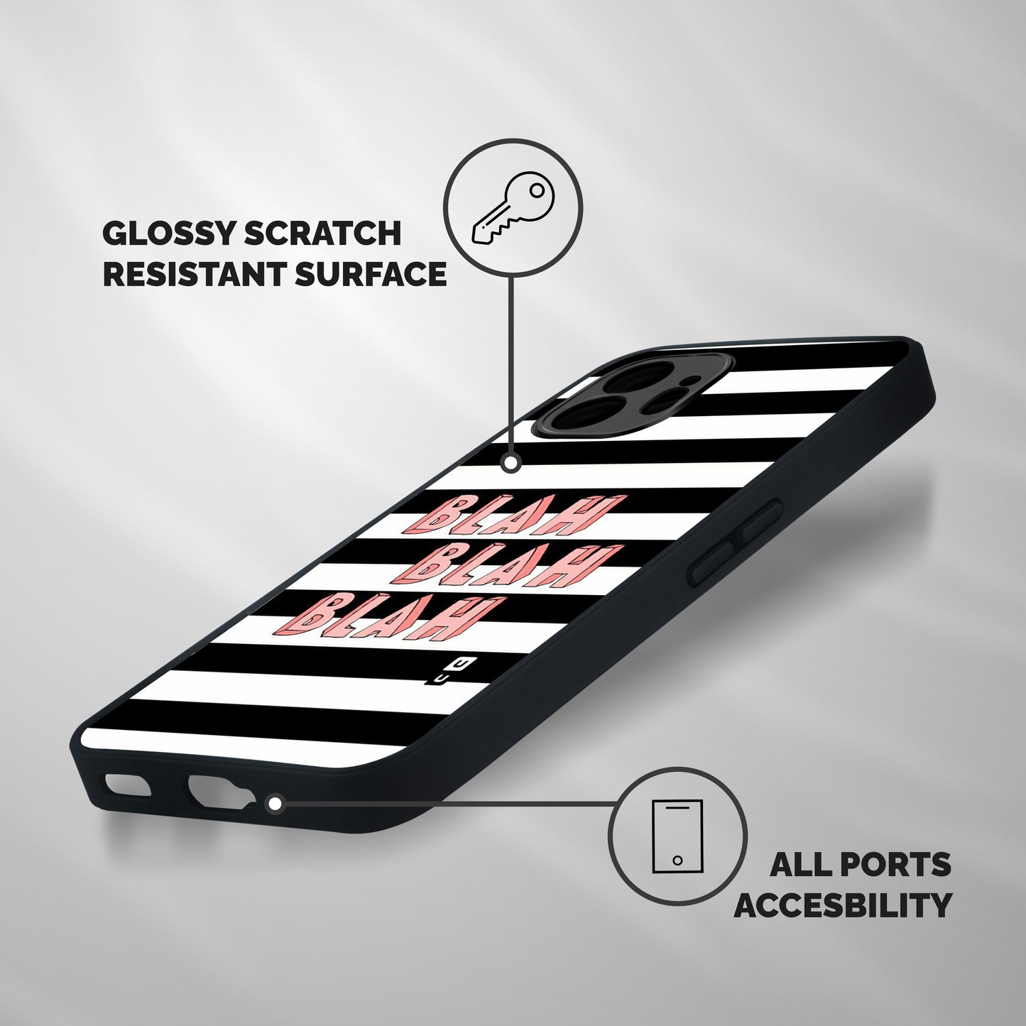 Blah Bold Stripes Shockproof Hybrid Protection (Metal + TPU) Back Case Cover