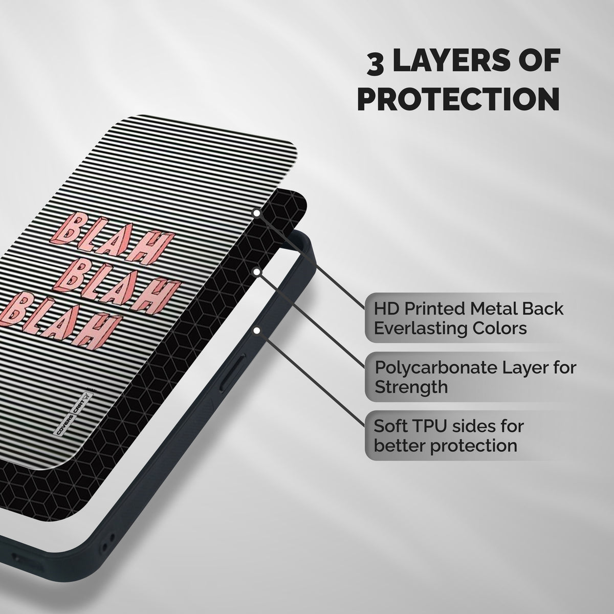 Blah Stripes Shockproof Hybrid Protection (Metal + TPU) Back Case Cover