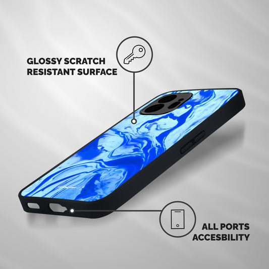 Blaze Blue Marble Texture Shockproof Hybrid Protection (Metal + TPU) Back Case Cover