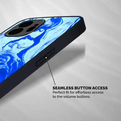 Blaze Blue Marble Texture Shockproof Hybrid Protection (Metal + TPU) Back Case Cover