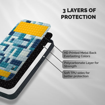 Blocks Blues Shockproof Hybrid Protection (Metal + TPU) Back Case Cover