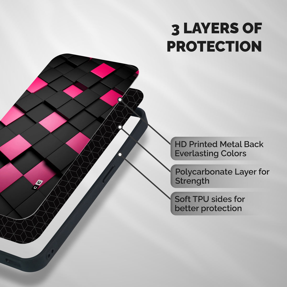 Blocks Diagonal Shockproof Hybrid Protection (Metal + TPU) Back Case Cover