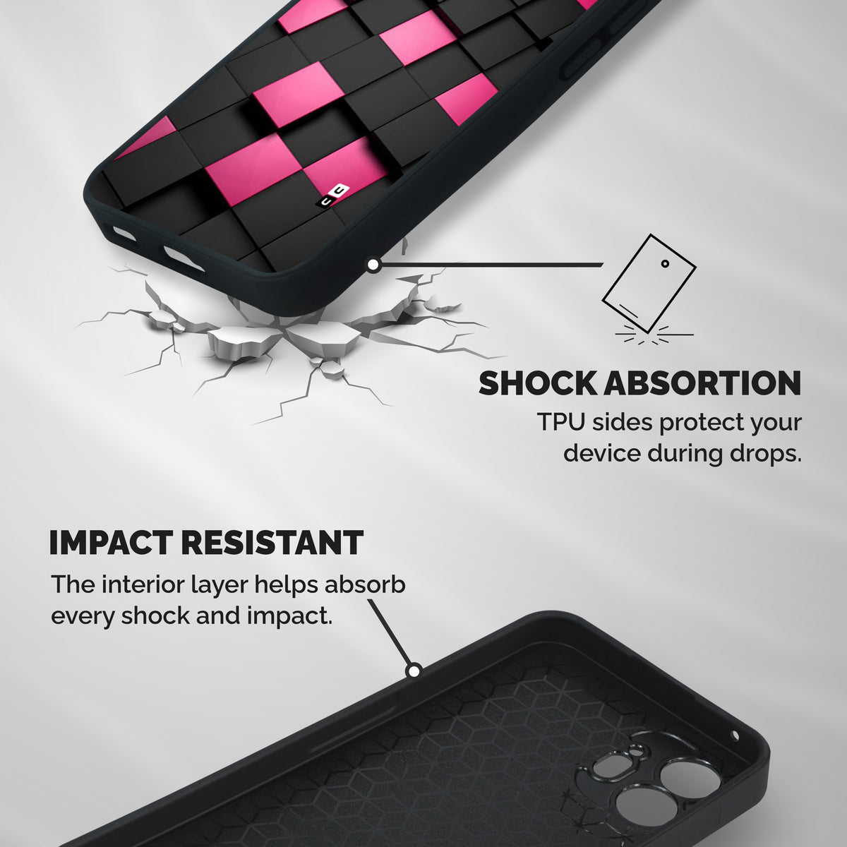 Blocks Diagonal Shockproof Hybrid Protection (Metal + TPU) Back Case Cover