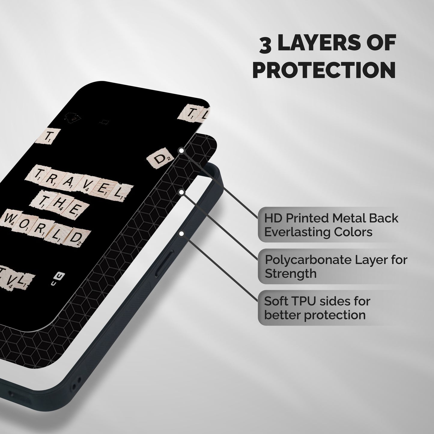 Blocks Travel Shockproof Hybrid Protection (Metal + TPU) Back Case Cover