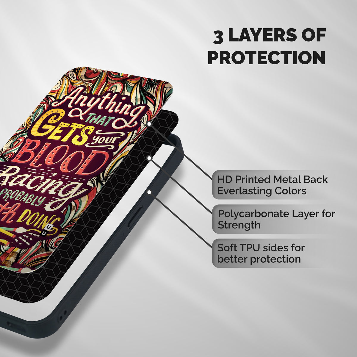 Blood Racing Shockproof Hybrid Protection (Metal + TPU) Back Case Cover