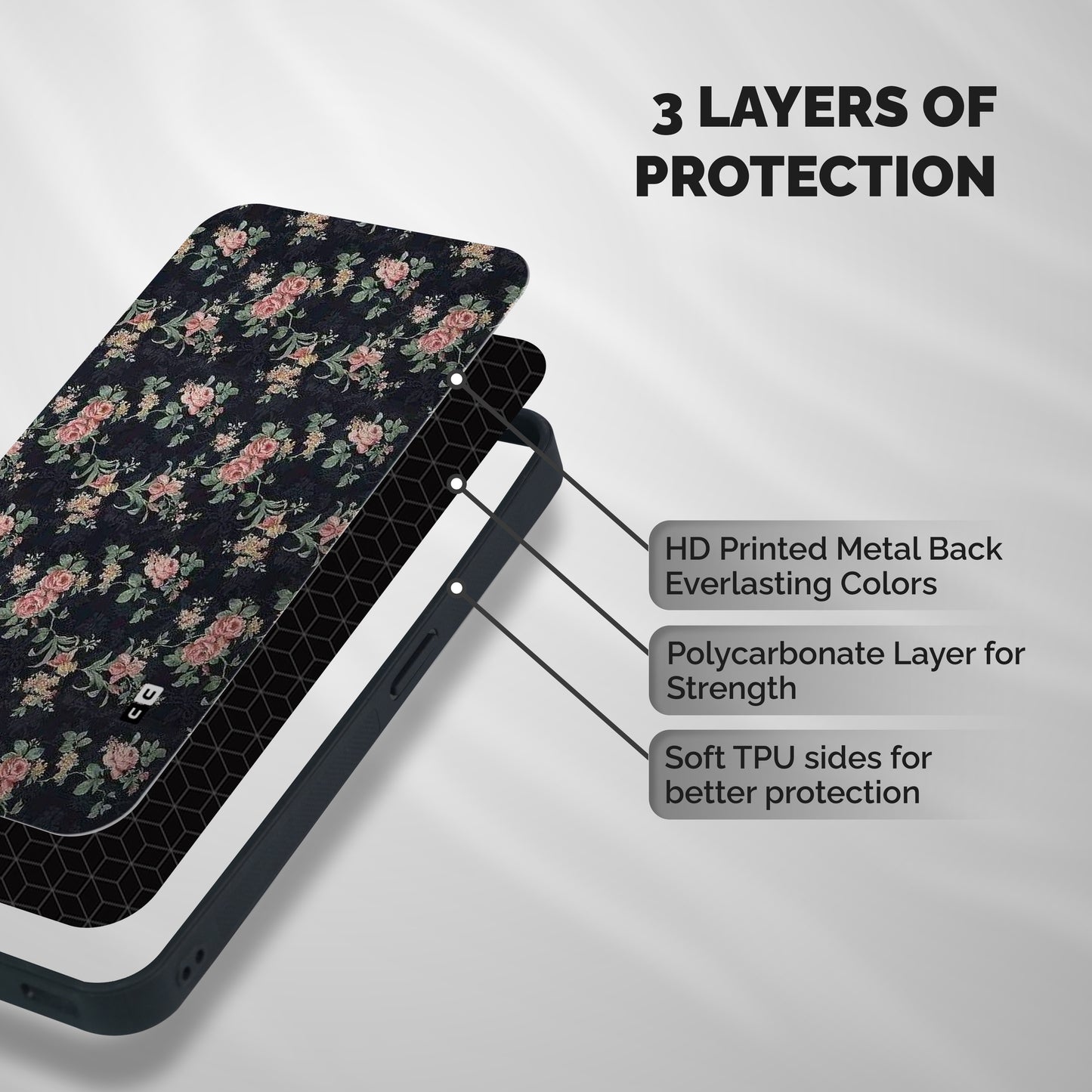 Bloom Black Shockproof Hybrid Protection (Metal + TPU) Back Case Cover