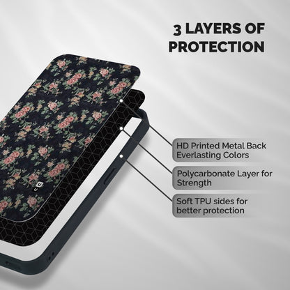 Bloom Black Shockproof Hybrid Protection (Metal + TPU) Back Case Cover