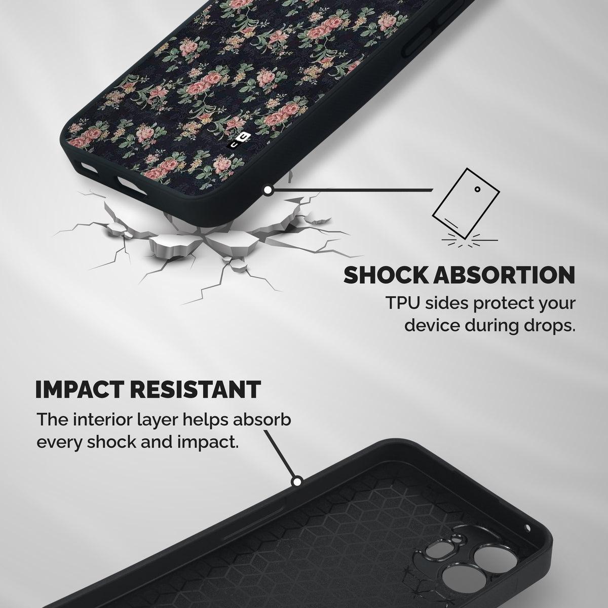 Bloom Black Shockproof Hybrid Protection (Metal + TPU) Back Case Cover