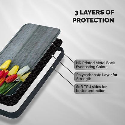 Bloom Grey Shockproof Hybrid Protection (Metal + TPU) Back Case Cover