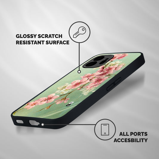 Blossom Cherry Design Shockproof Hybrid Protection (Metal + TPU) Back Case Cover