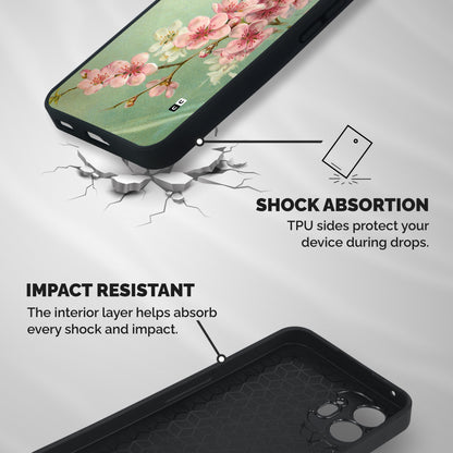 Blossom Cherry Design Shockproof Hybrid Protection (Metal + TPU) Back Case Cover