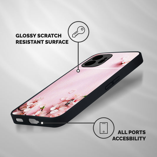 Blossom Frame Pink Shockproof Hybrid Protection (Metal + TPU) Back Case Cover