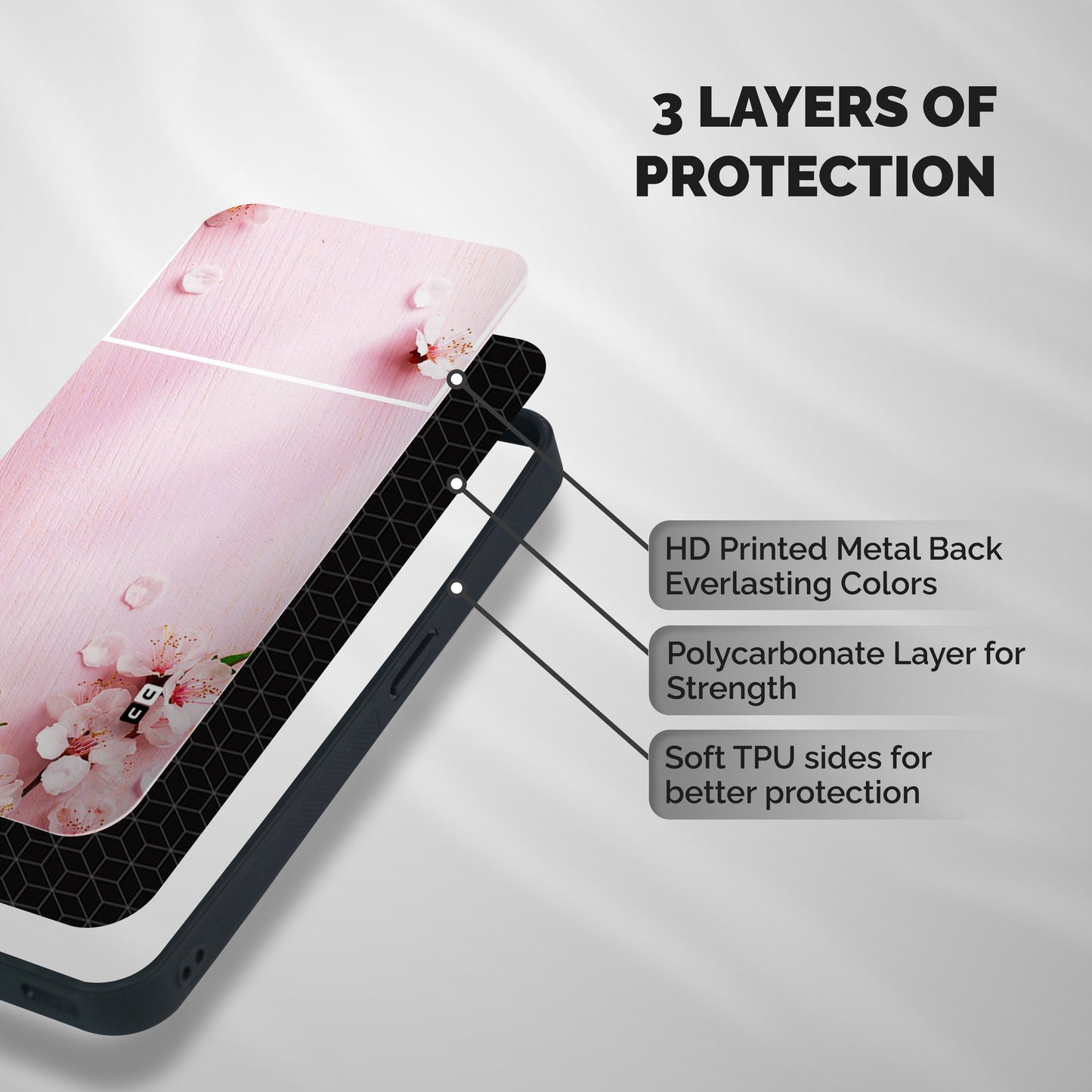 Blossom Frame Pink Shockproof Hybrid Protection (Metal + TPU) Back Case Cover
