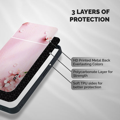 Blossom Frame Pink Shockproof Hybrid Protection (Metal + TPU) Back Case Cover