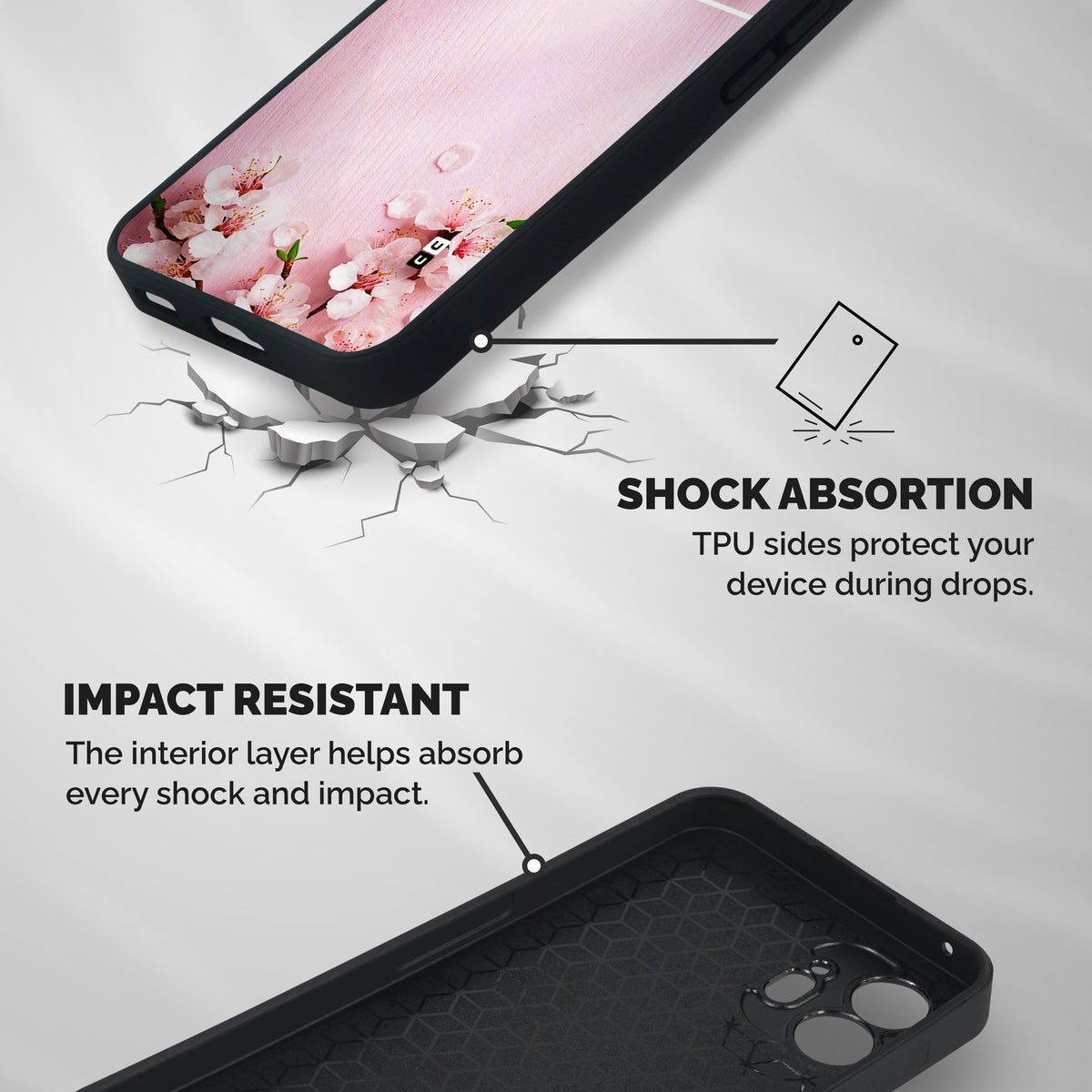 Blossom Frame Pink Shockproof Hybrid Protection (Metal + TPU) Back Case Cover