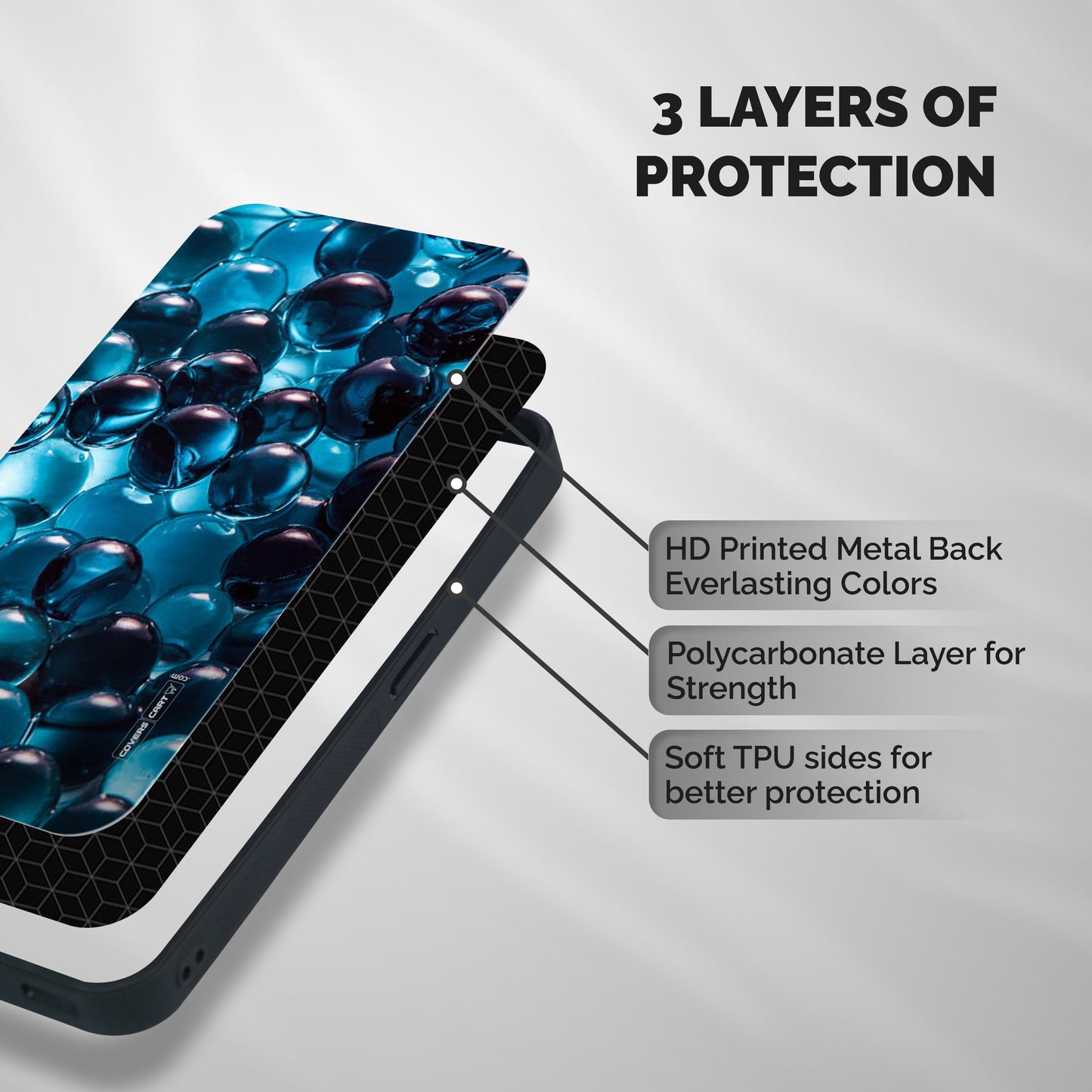 Blue Abstract Balls Shockproof Hybrid Protection (Metal + TPU) Back Case Cover