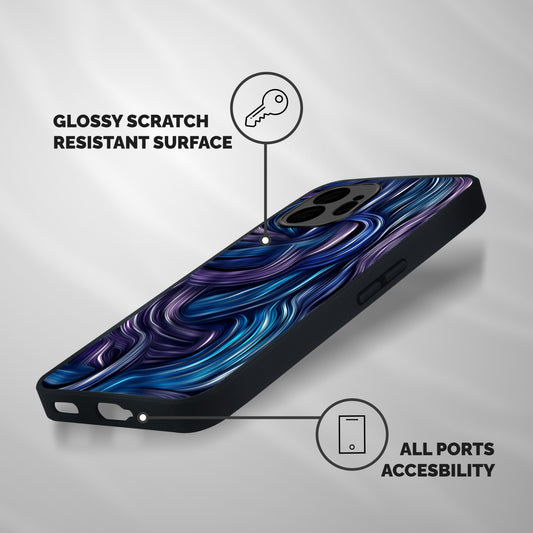 Blue and Purple Oil Paint Shockproof Hybrid Protection (Metal + TPU) Back Case Cover