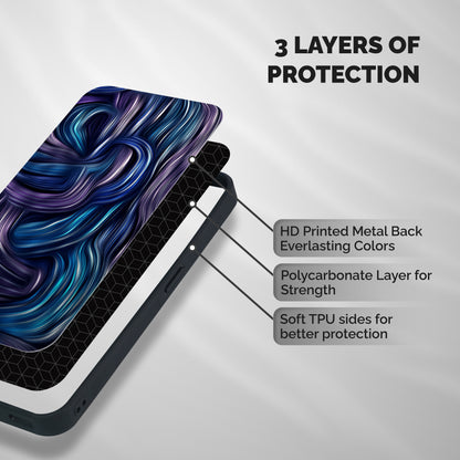 Blue and Purple Oil Paint Shockproof Hybrid Protection (Metal + TPU) Back Case Cover