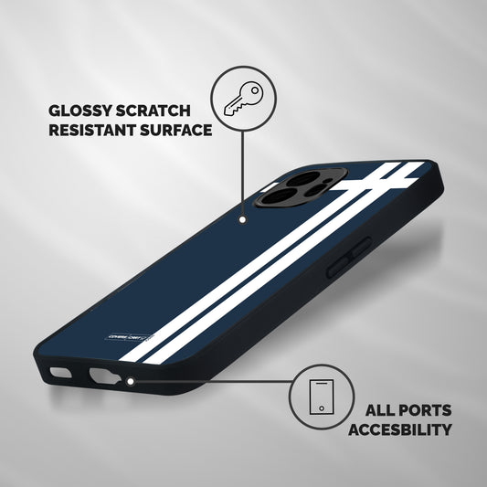 Blue and White Shockproof Hybrid Protection (Metal + TPU) Back Case Cover