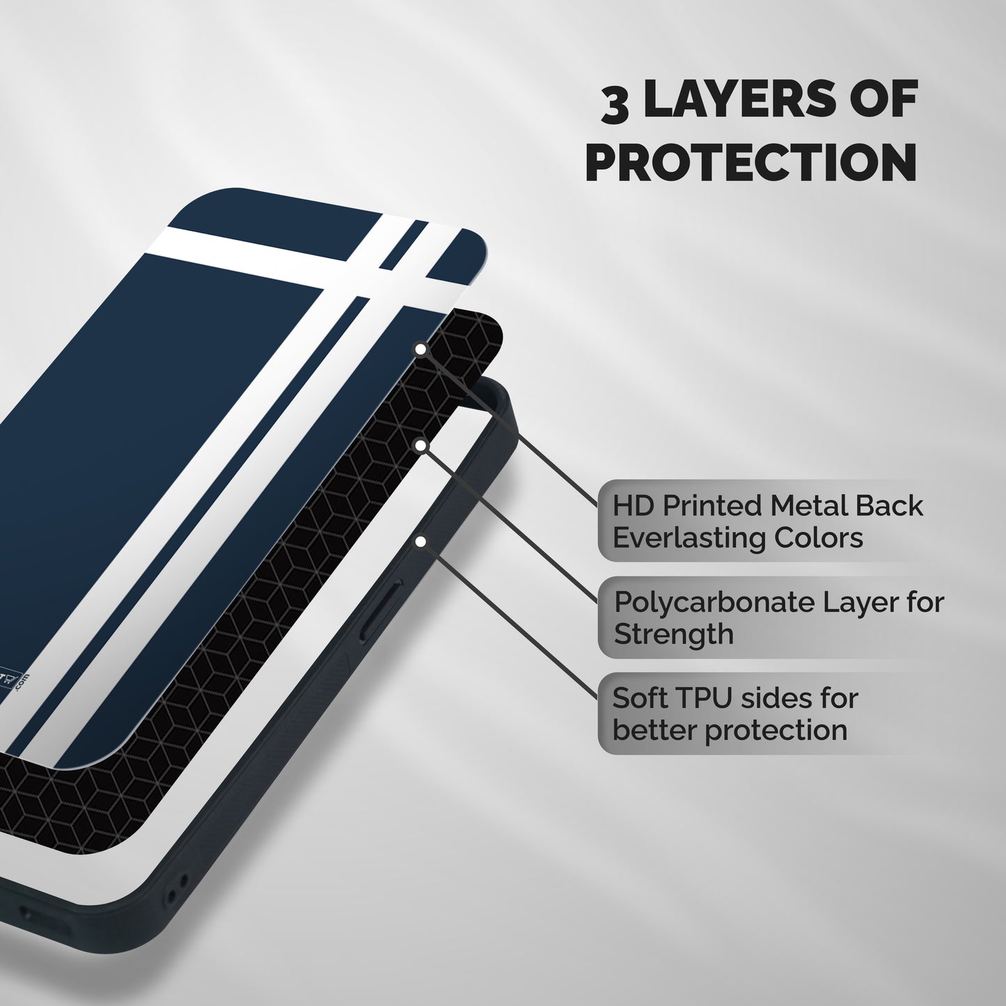 Blue and White Shockproof Hybrid Protection (Metal + TPU) Back Case Cover
