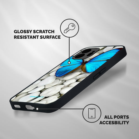 Blue Butterfly Shockproof Hybrid Protection (Metal + TPU) Back Case Cover