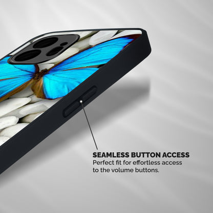 Blue Butterfly Shockproof Hybrid Protection (Metal + TPU) Back Case Cover