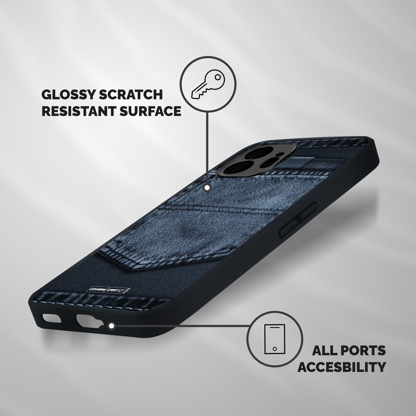 Blue Denim Shockproof Hybrid Protection (Metal + TPU) Back Case Cover