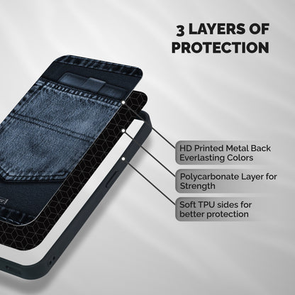 Blue Denim Shockproof Hybrid Protection (Metal + TPU) Back Case Cover