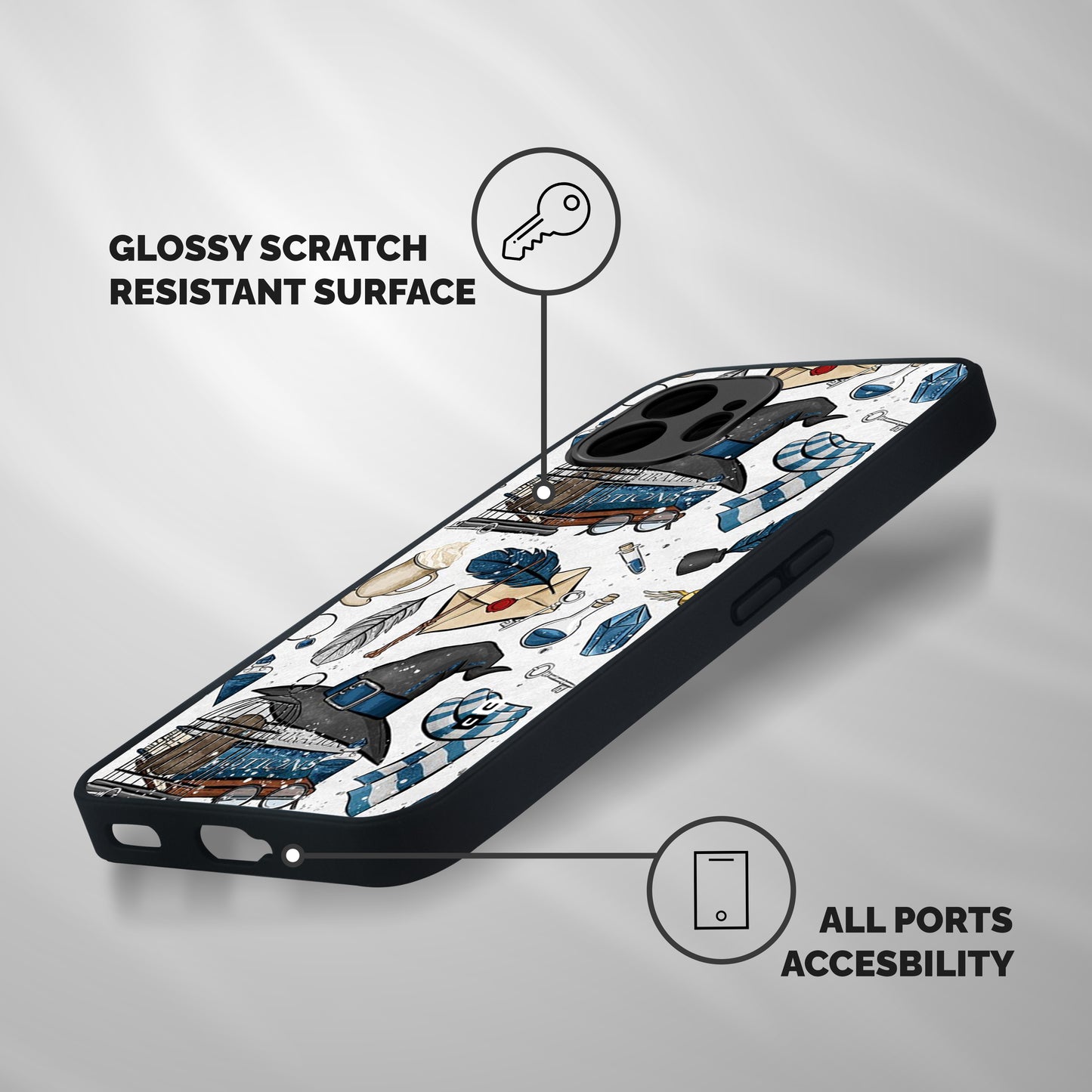 Blue Feather Hat Design Shockproof Hybrid Protection (Metal + TPU) Back Case Cover